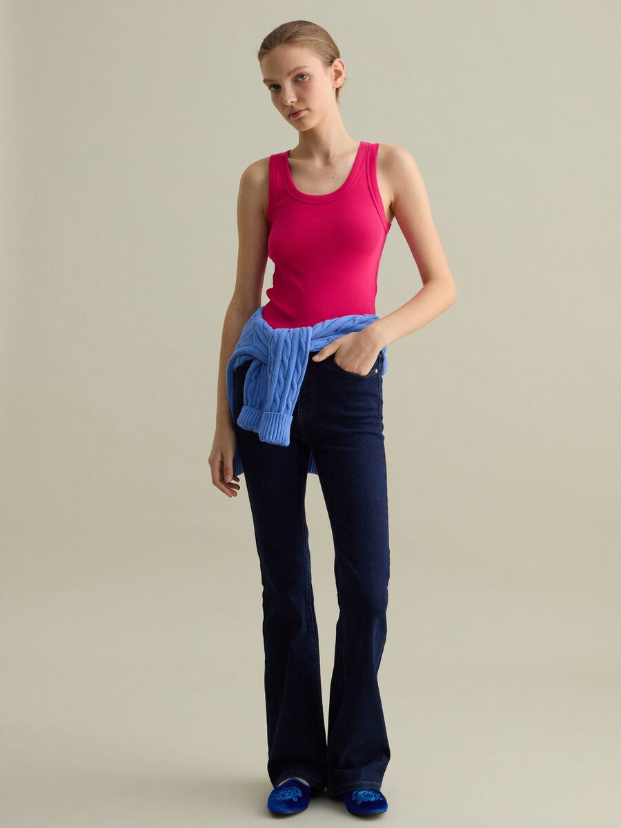 Fuchsia ribbed tank top_1