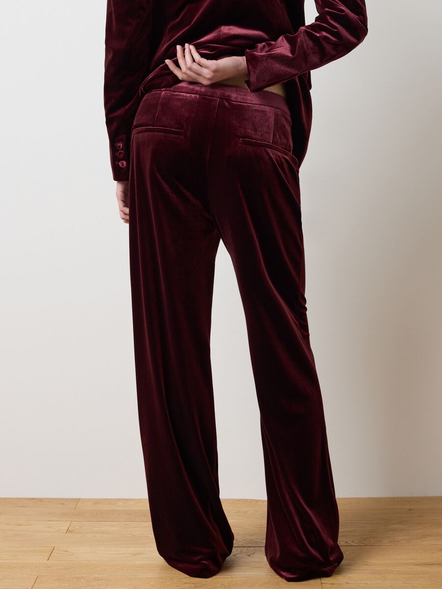 Pantaloni in velluto rosso flare fit_2
