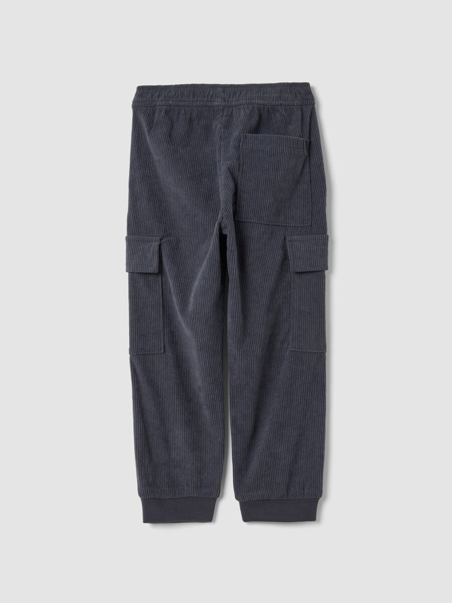 Pantaloni cargo grigi a coste comfort fit_1