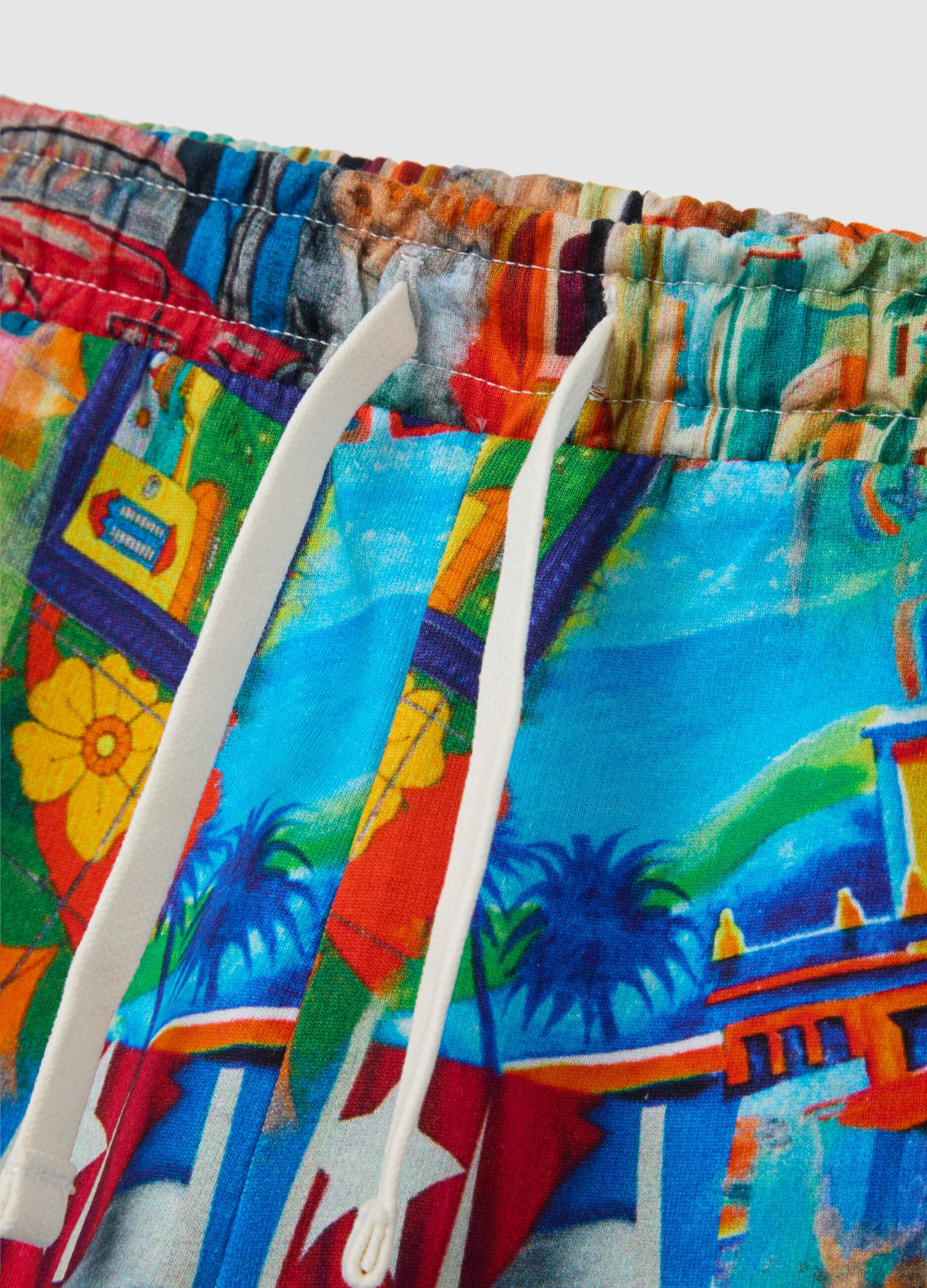 Children's multicoloured shorts with vibrant prints in cotton
