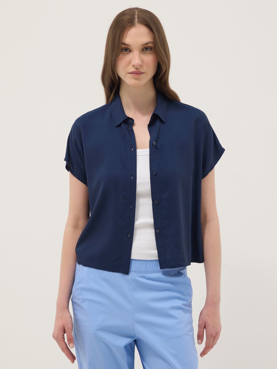 Blue pure viscose regular-fit shirt_0
