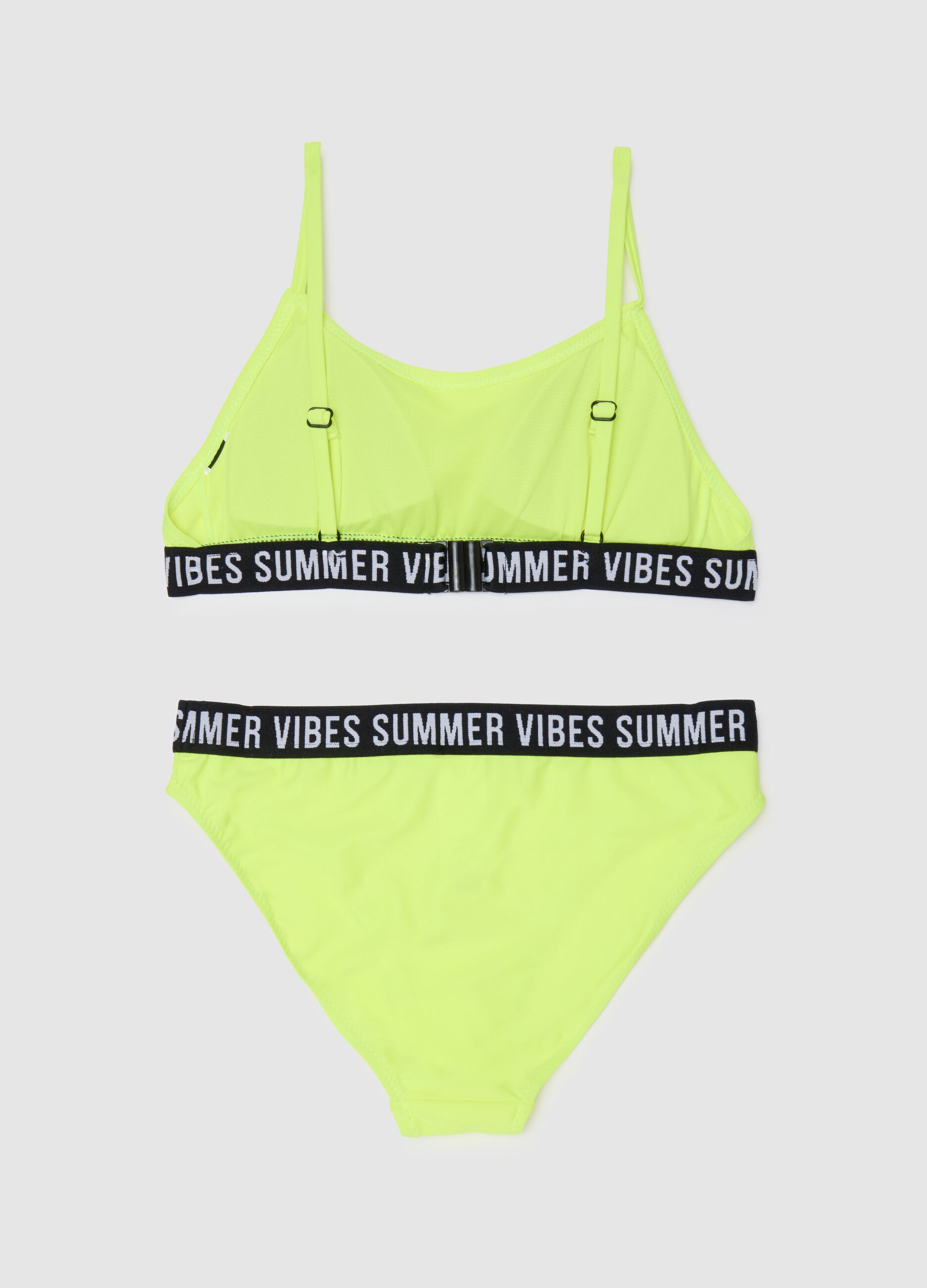 Bikini da ragazza in tessuto elasticizzato giallo