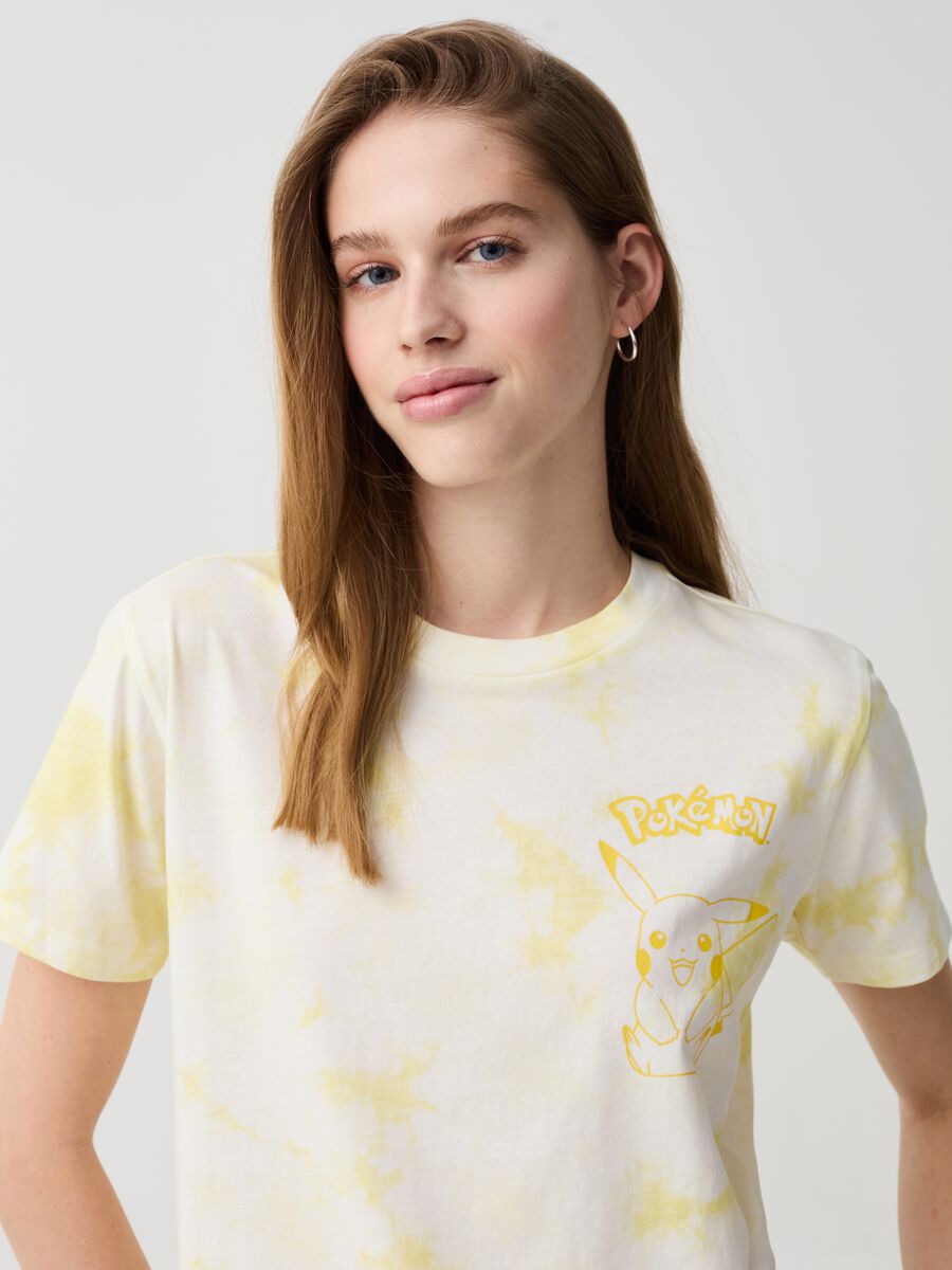Tie-dye T-shirt with Pikachu print_0