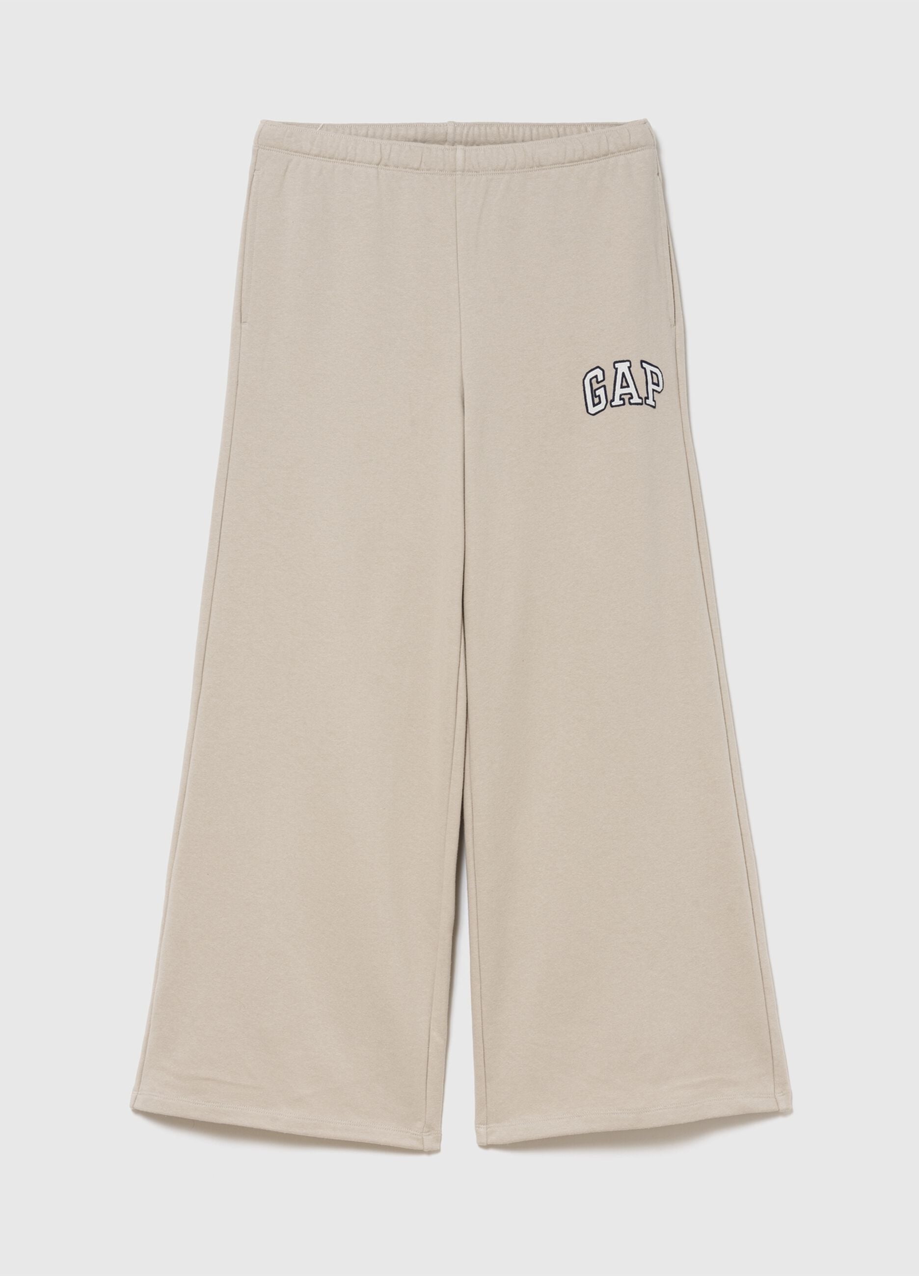 Beige wide-leg cotton-blend trousers with GAP logo