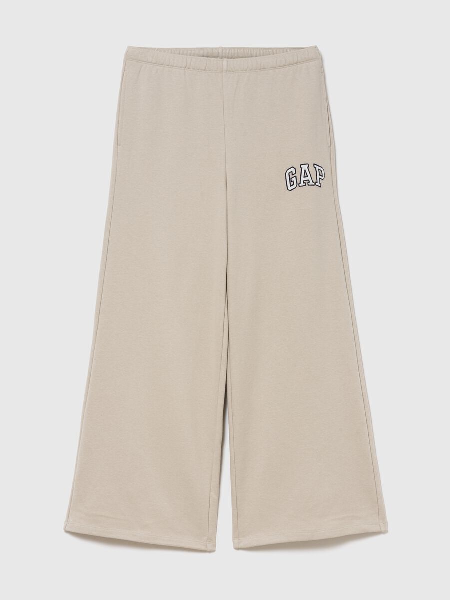 Beige wide-leg cotton-blend trousers with GAP logo_0