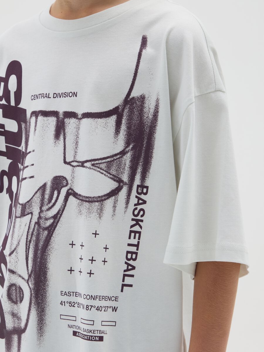 White pure cotton kids' T-shirt regular fit with Chicago Bulls print_2