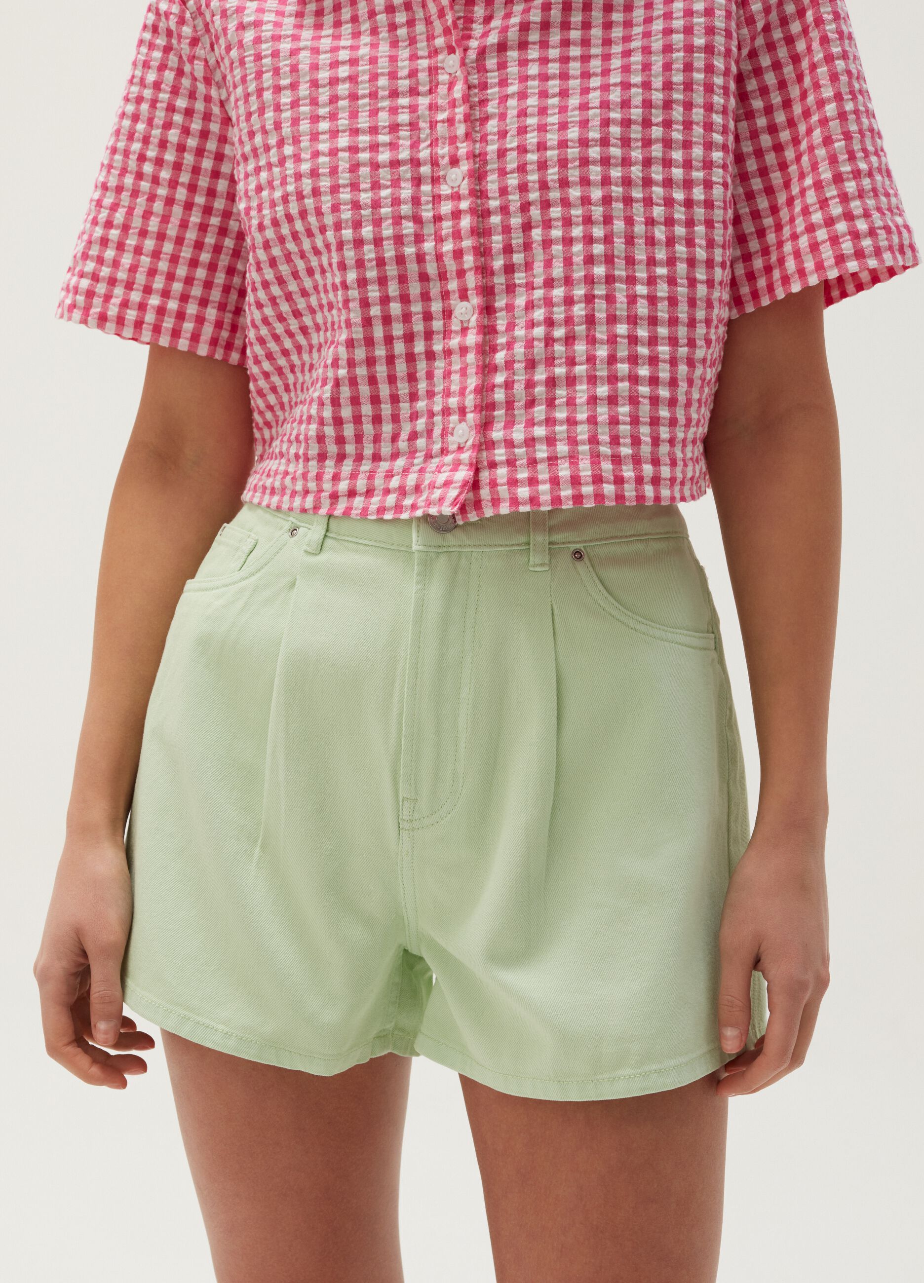 Shorts in denim con pinces Baby Angel_1