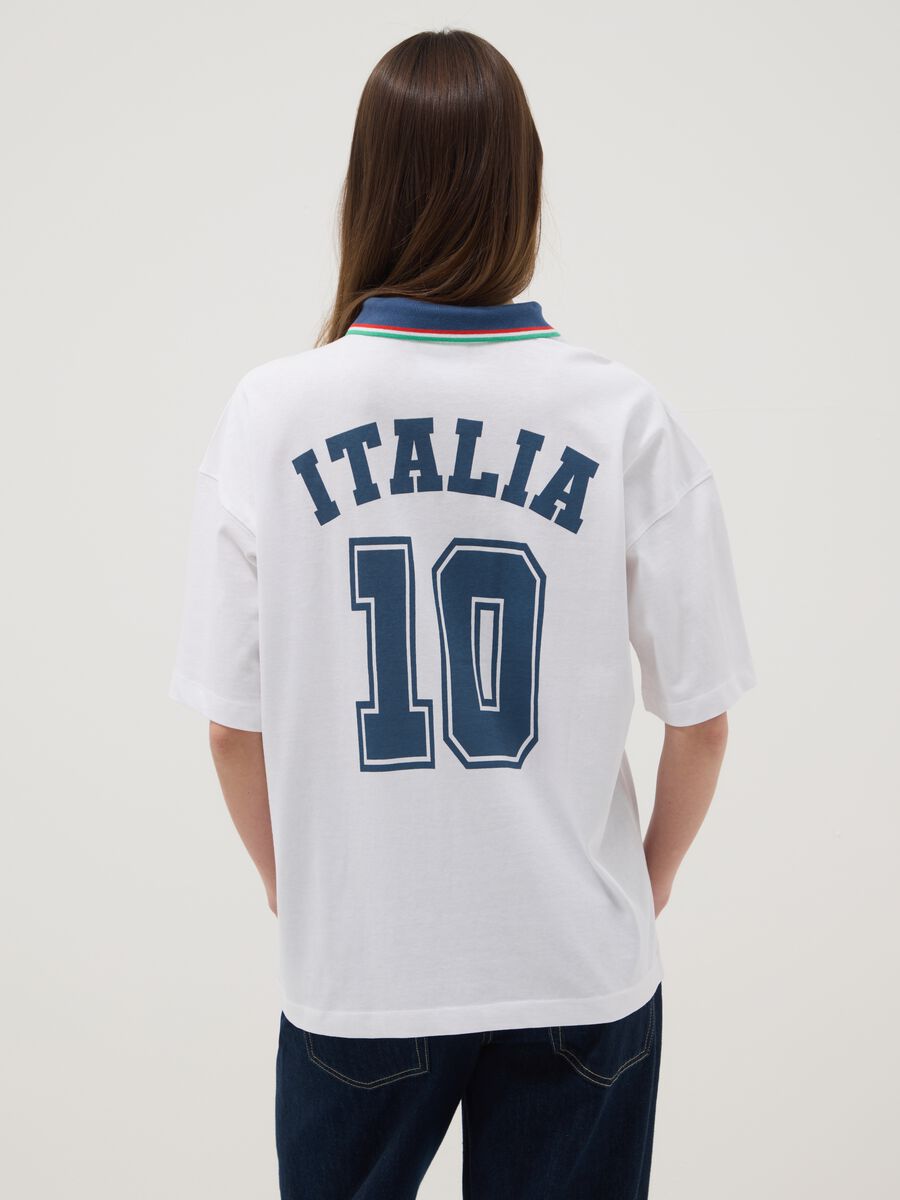 White pure cotton regular fit t-shirt with Italy details_3