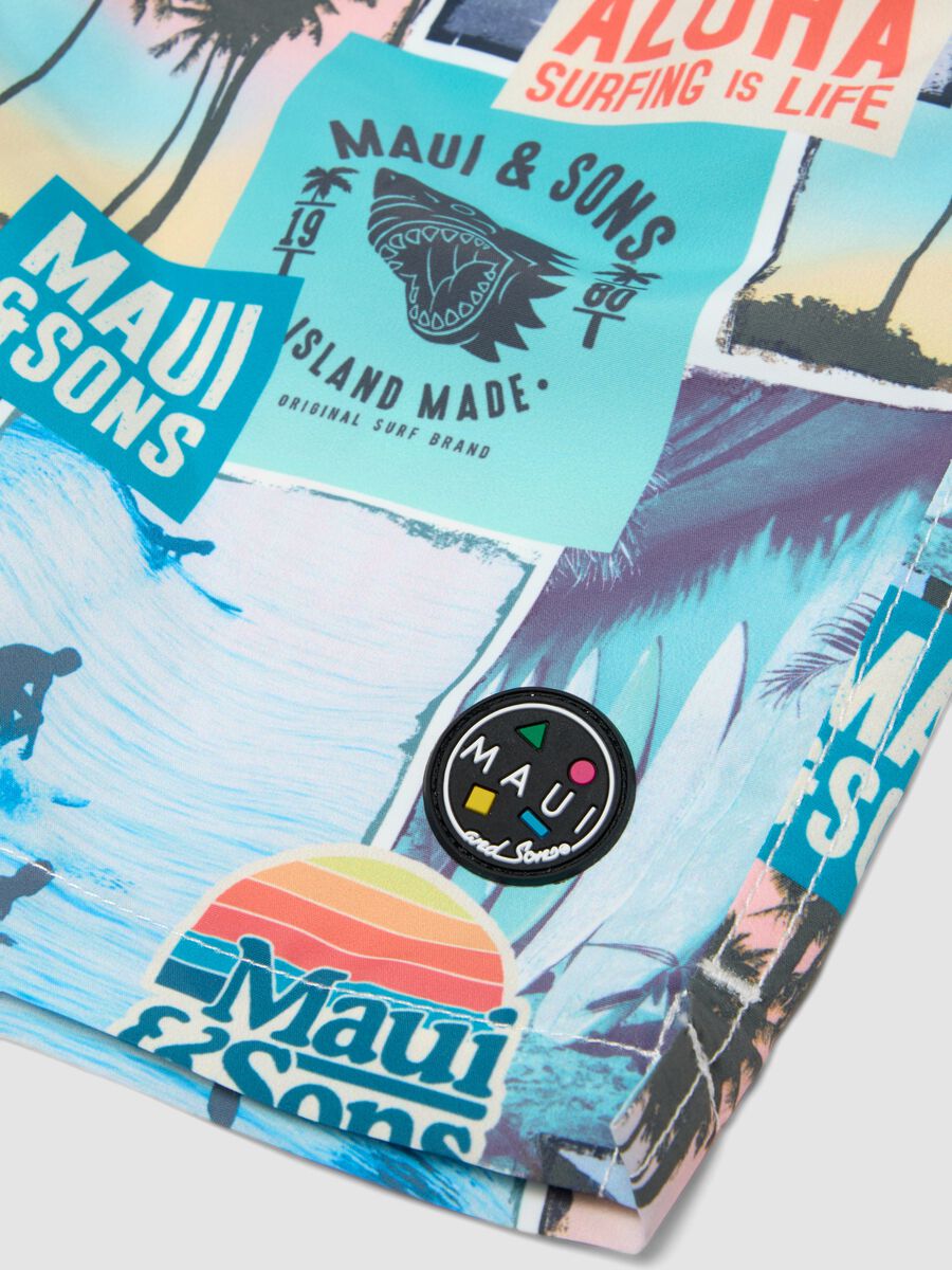 Multicoloured tropical print swim shorts_3