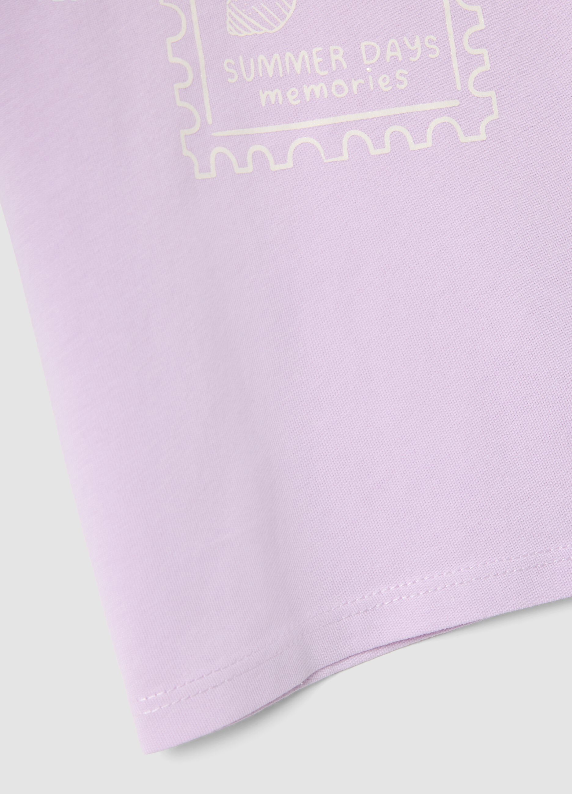 T-shirt viola in puro cotone organico da bimba con stampa marina