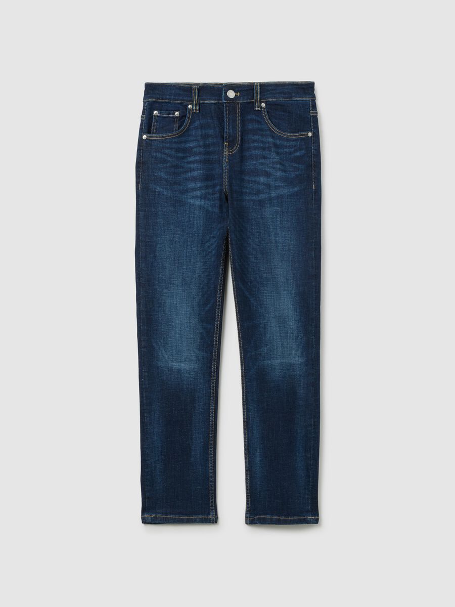 Jeans blu da ragazzo in denim elasticizzato regular fit_3