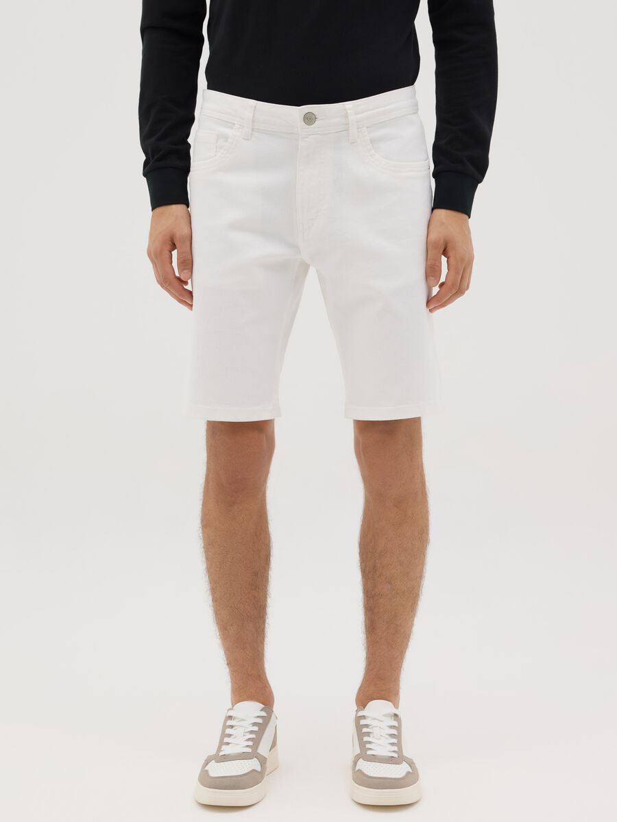 White Elastic Ovs Denim Shorts_1