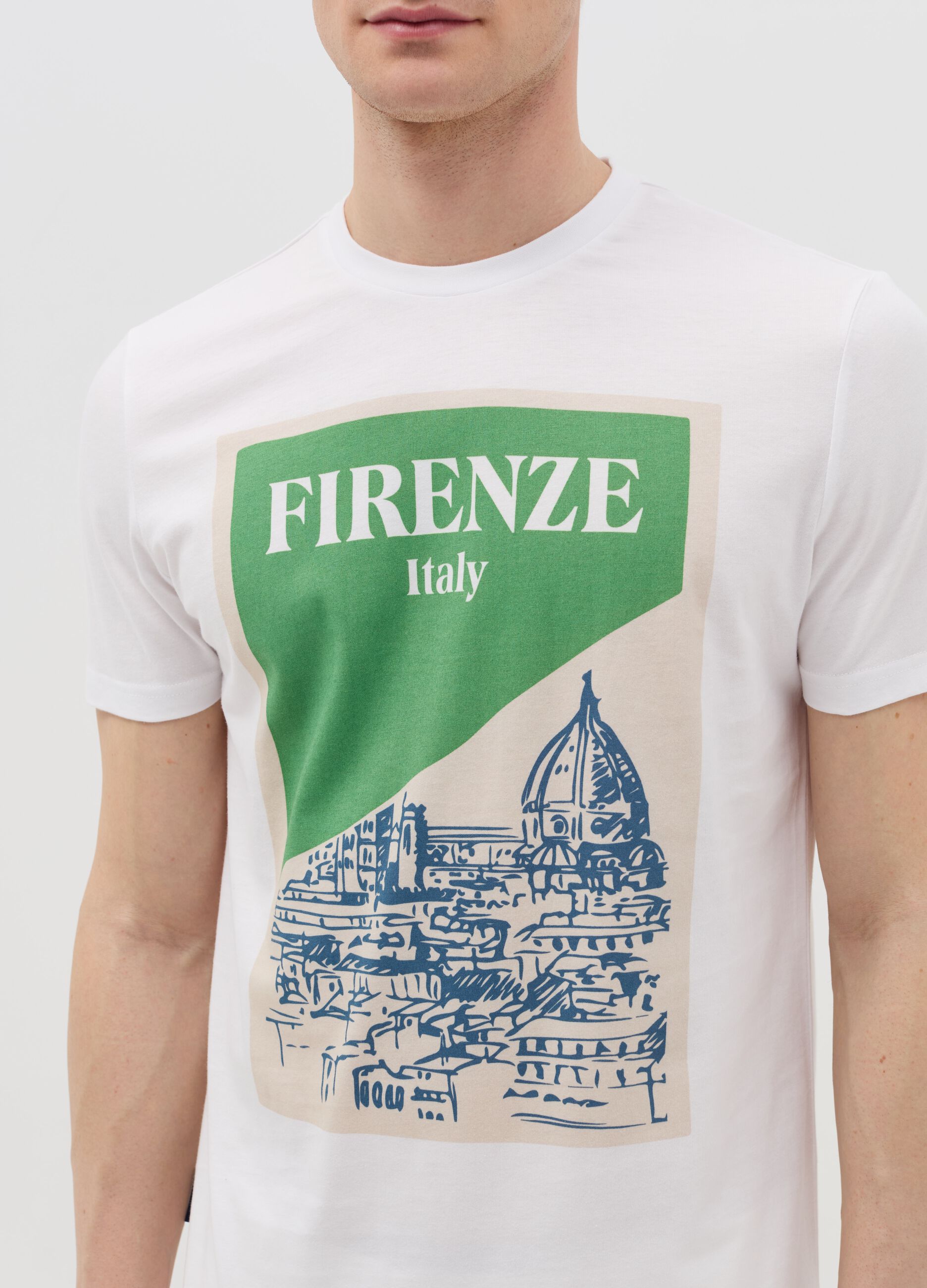 T-shirt in cotone con stampa "Firenze Italy"