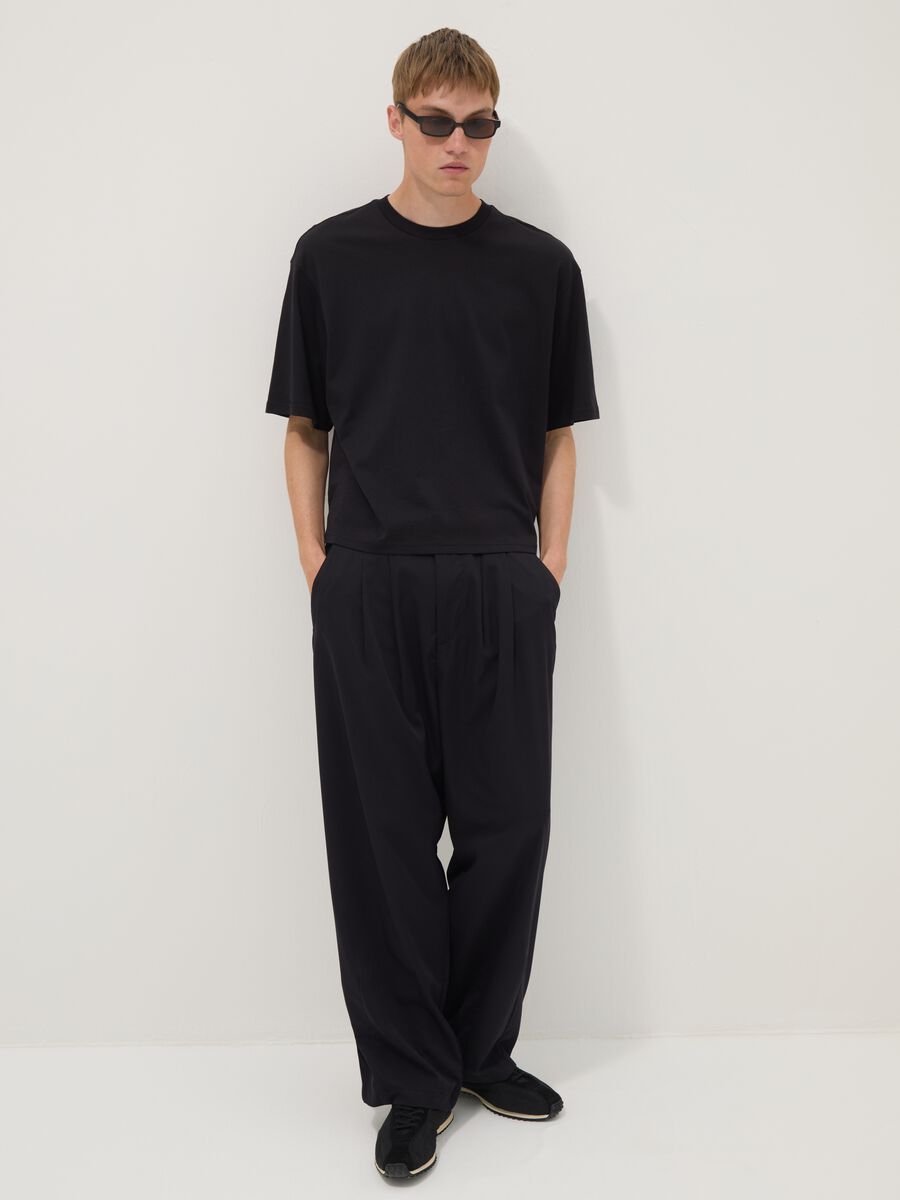 Black pure cotton short-sleeve T-shirt_1