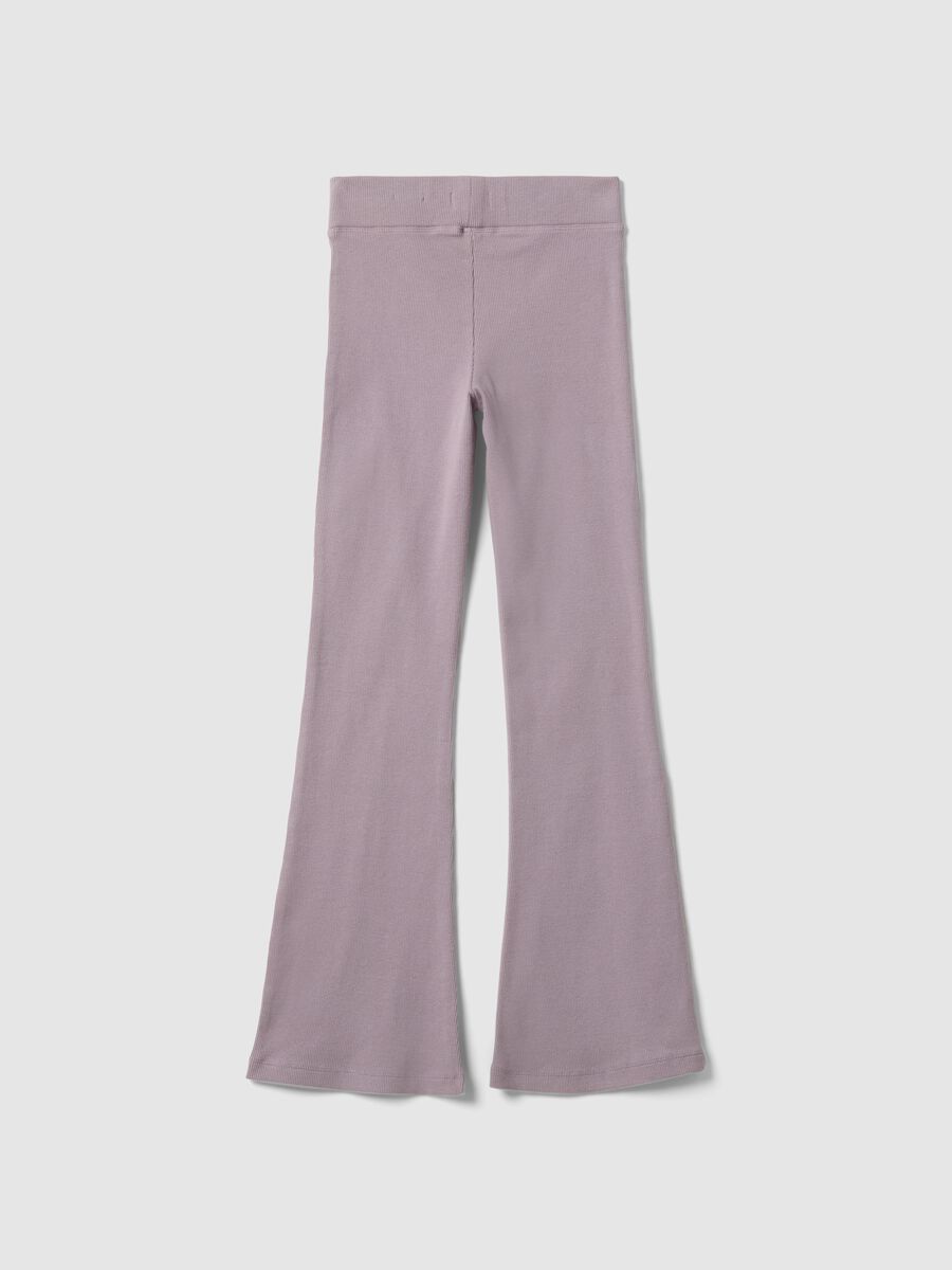 Purple regular fit stretch cotton leggings for girls_1