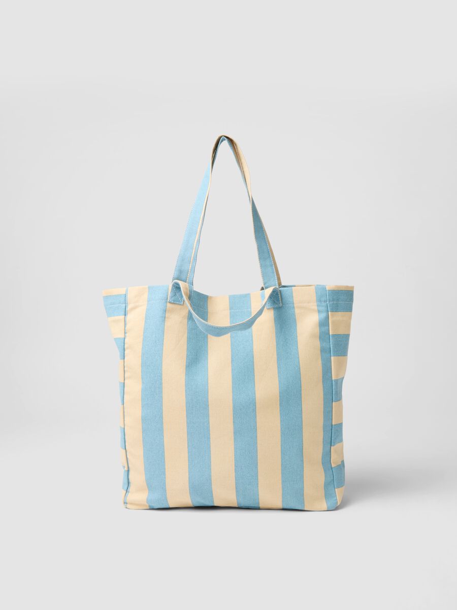 Multicolour striped pure cotton bag with sturdy handles_0