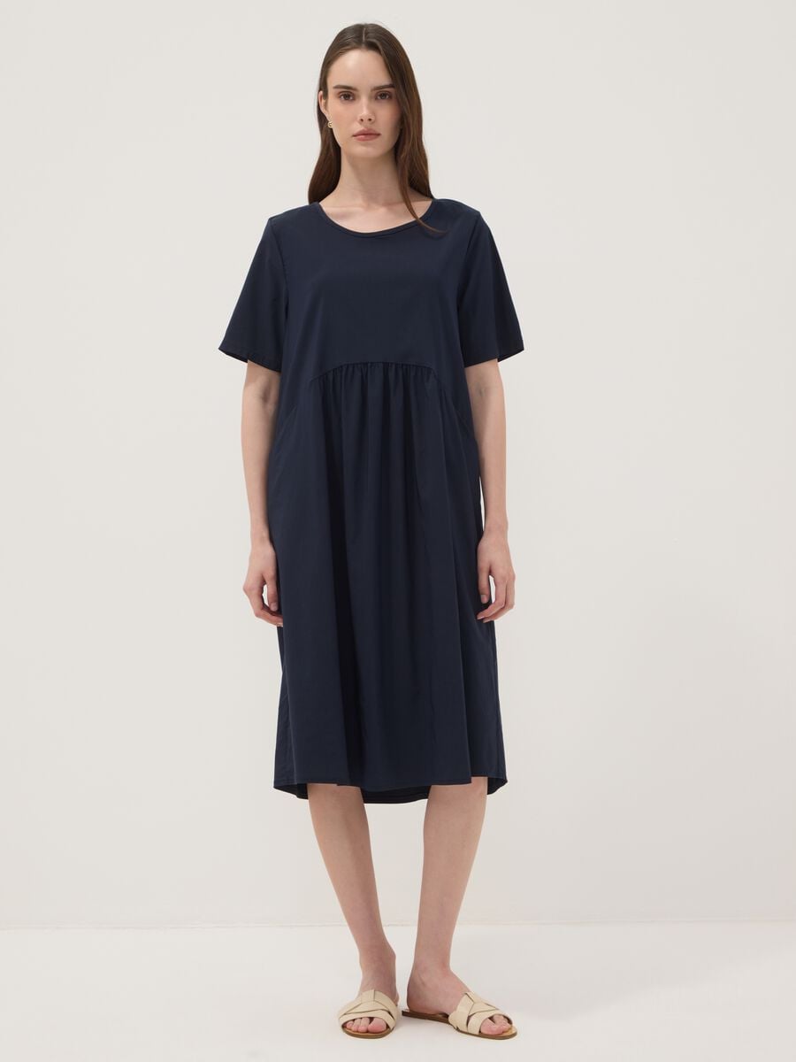 Blue midi dress in stretch viscose, regular fit_0