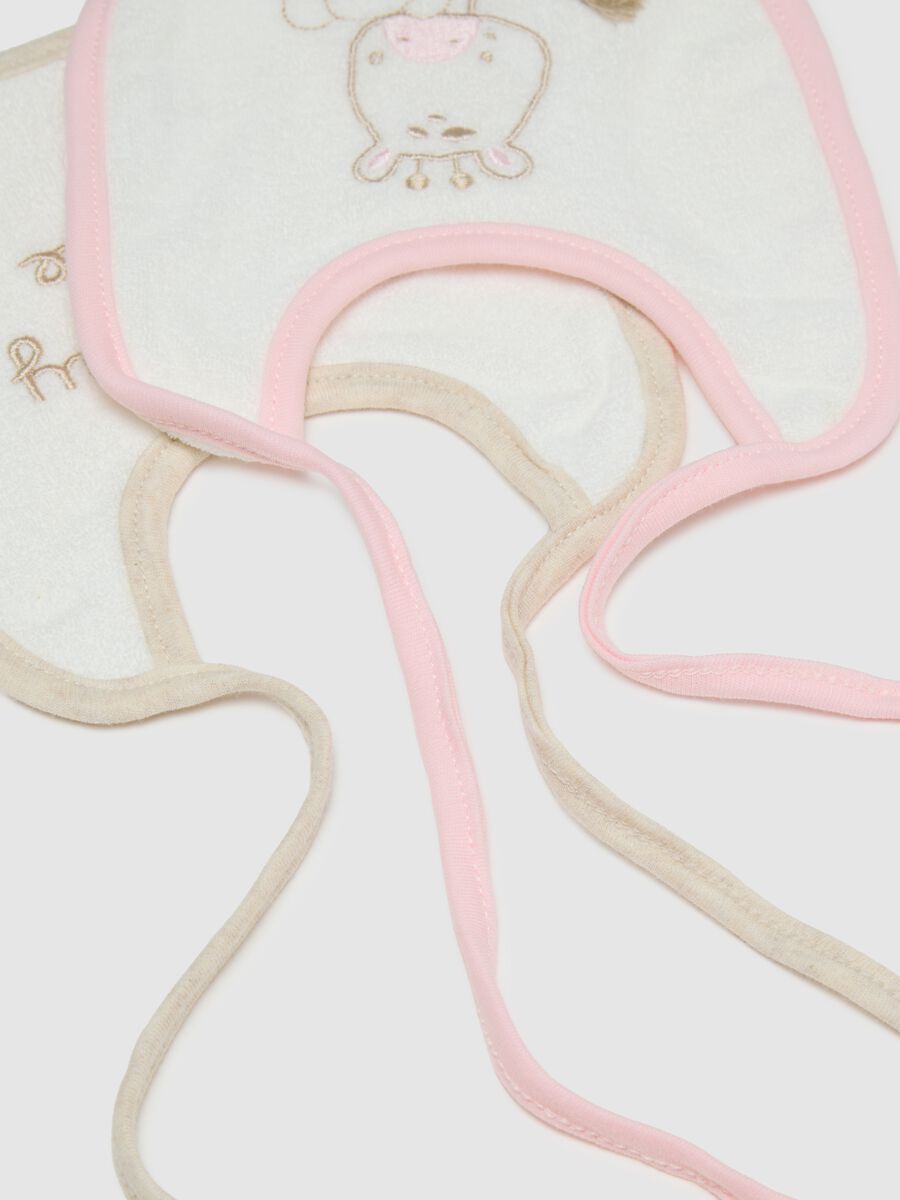 Set of two baby bibs in pure multicolour cotton with embroidery_2