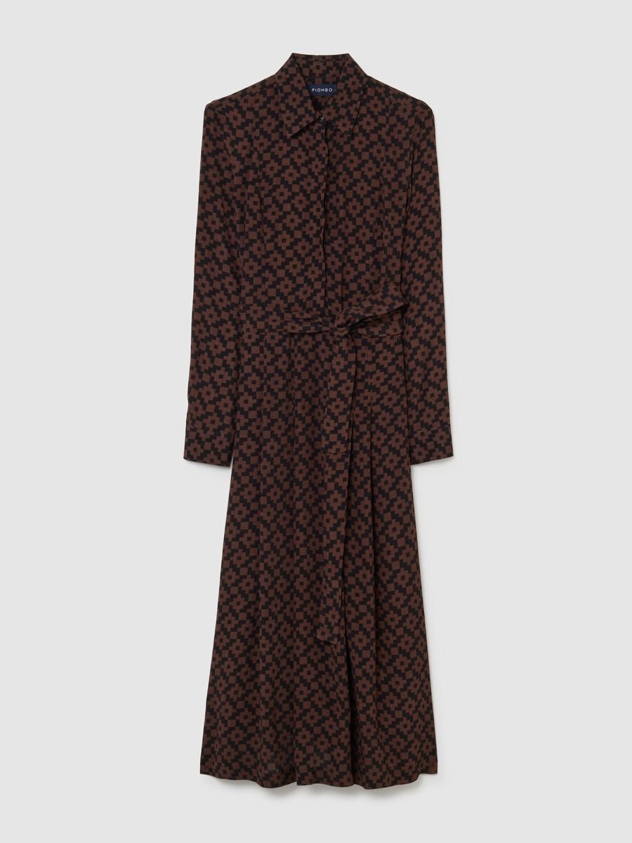 Brown long dress with belt_4