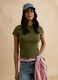 T-shirt fitted in cotone elasticizzato verde_0