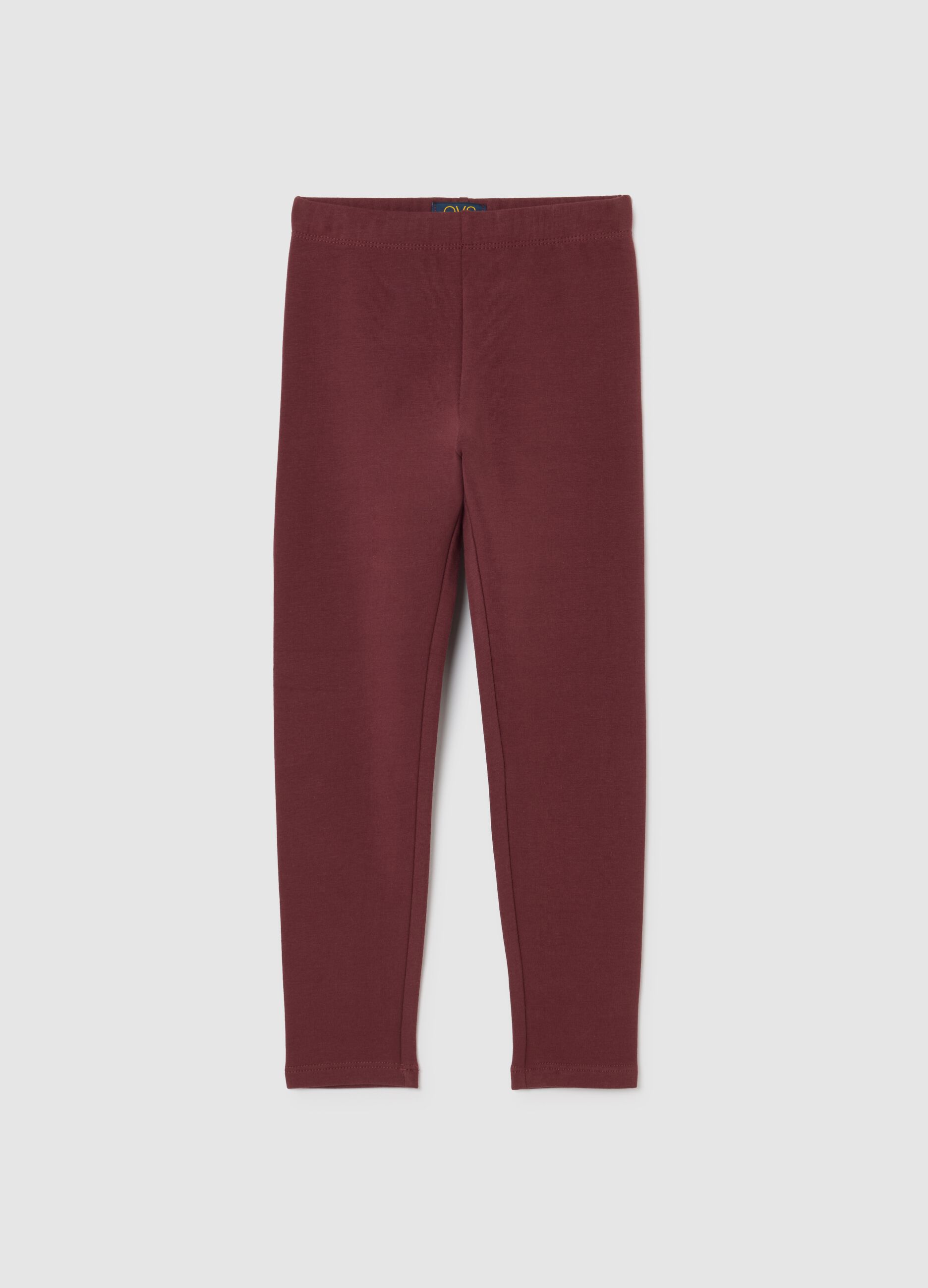 Girls' red skinny cotton leggings