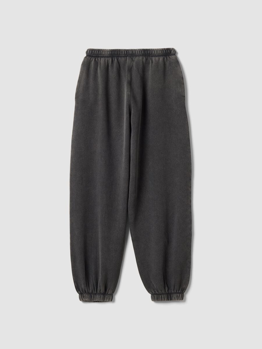 Pantaloni jogger grigi in misto cotone con coulisse_7