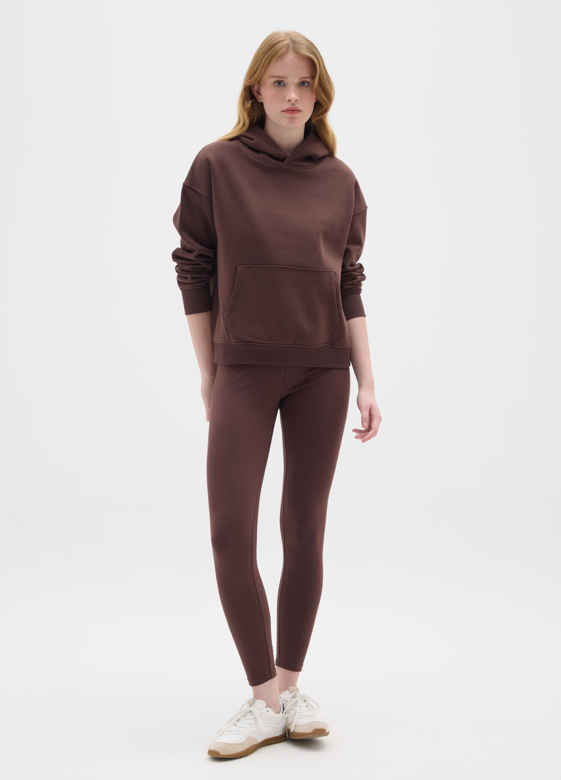 Brown skinny stretch cotton leggings