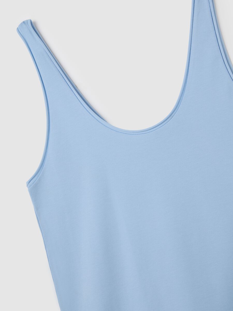 Blue stretch cotton women's tank top regular fit_1