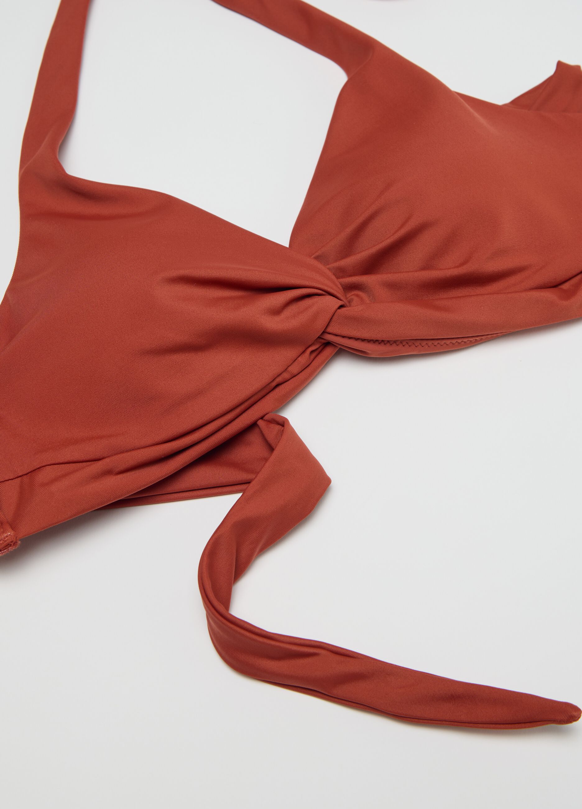 Women's triangle bikini in orange stretch fabric