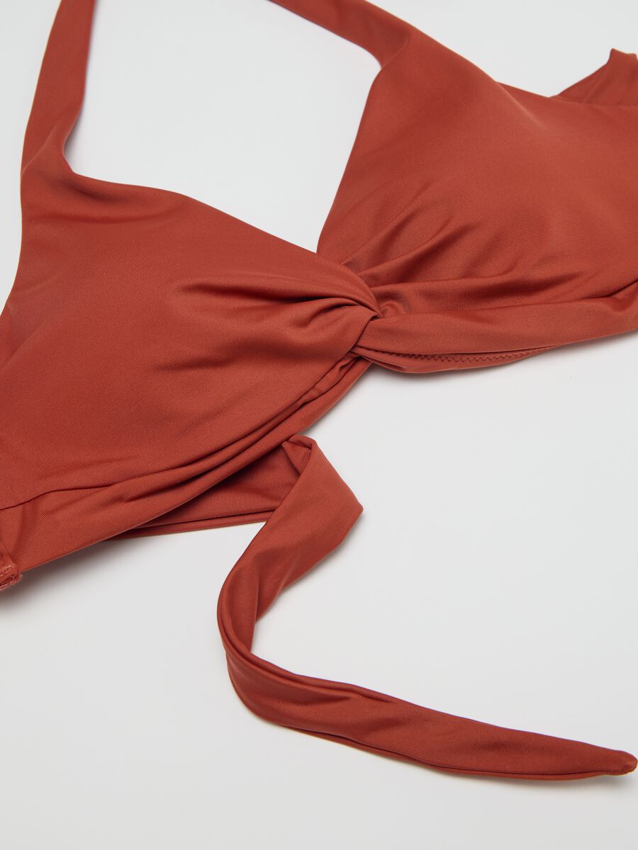 Women's triangle bikini in orange stretch fabric_5