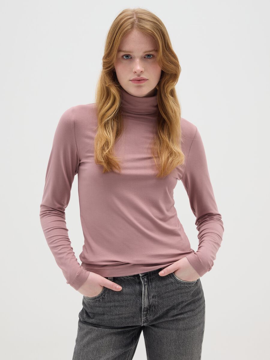 Pink turtleneck sweater regular fit_0