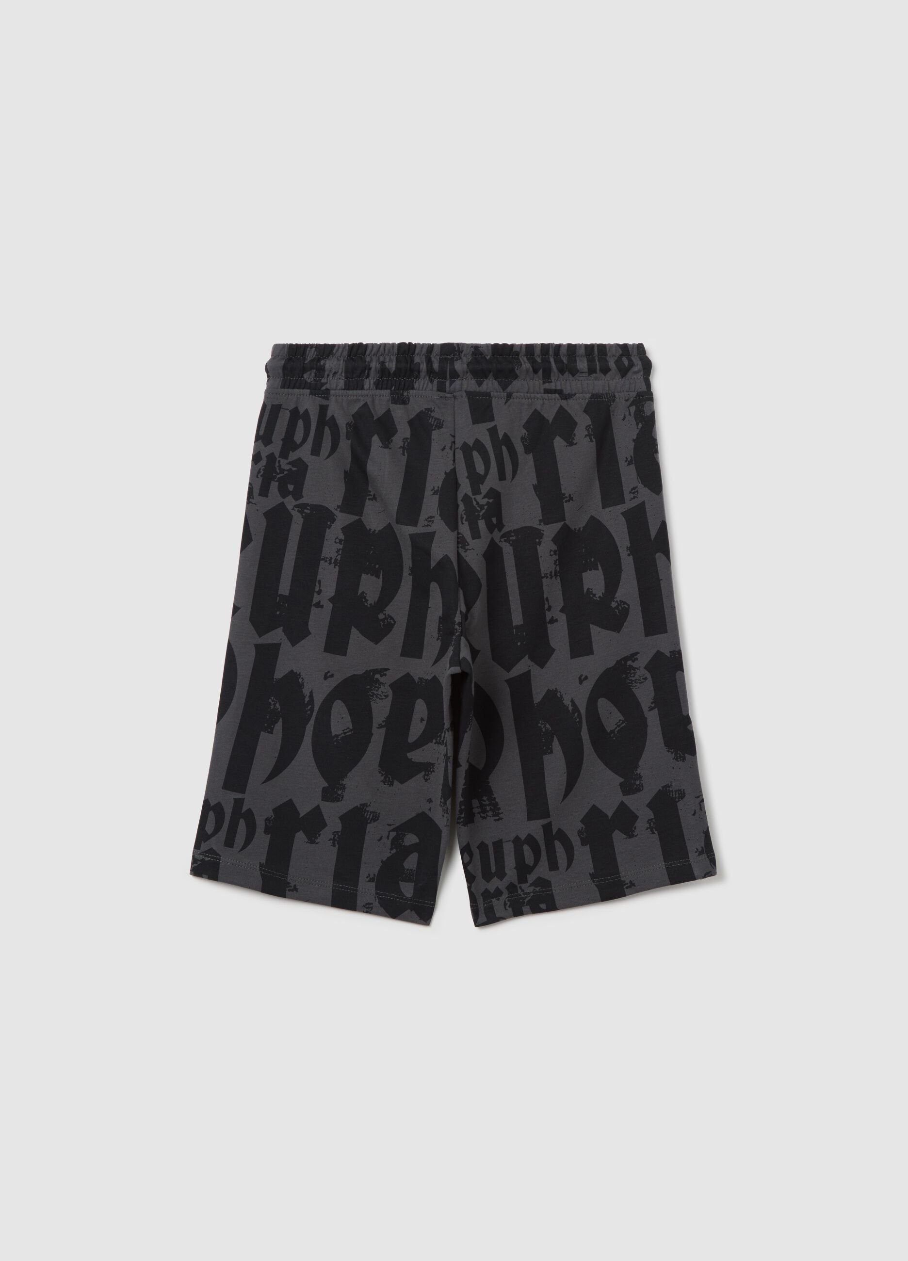 Grey French terry shorts with print