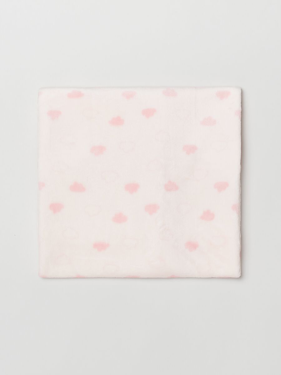 Coperta in velour con stampa nuvolette_0