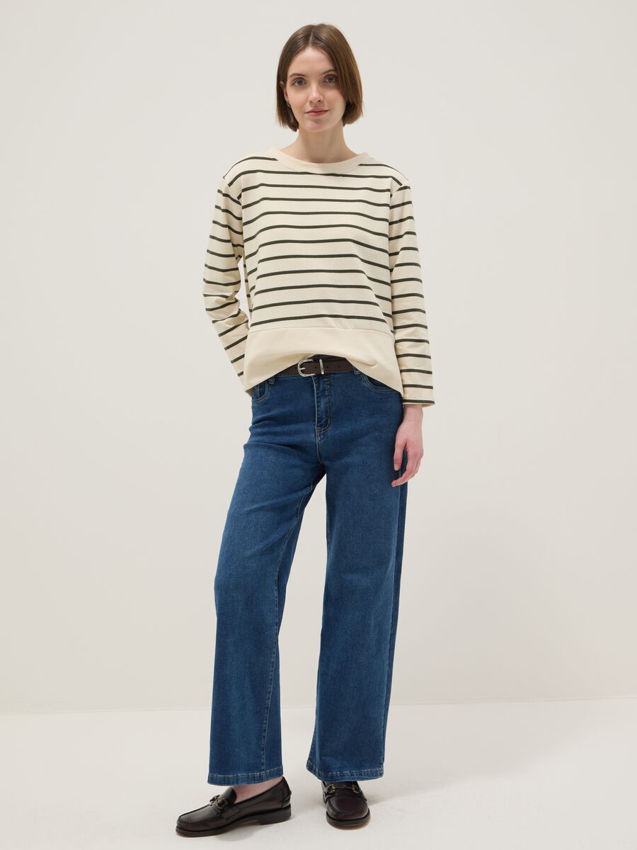 Maglia in misto cotone elasticizzato a righe multicolor regular fit_1