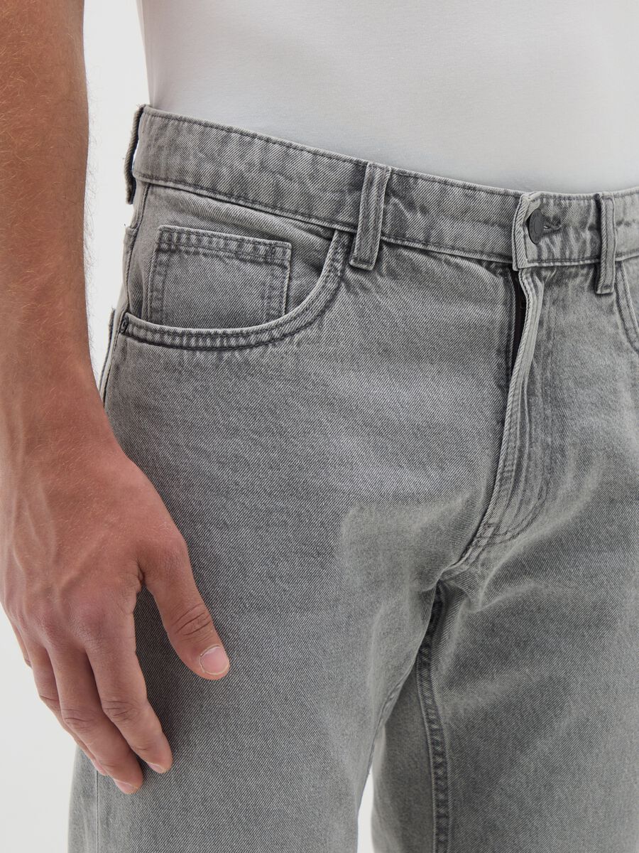 Men's regular fit grey pure cotton jeans_2