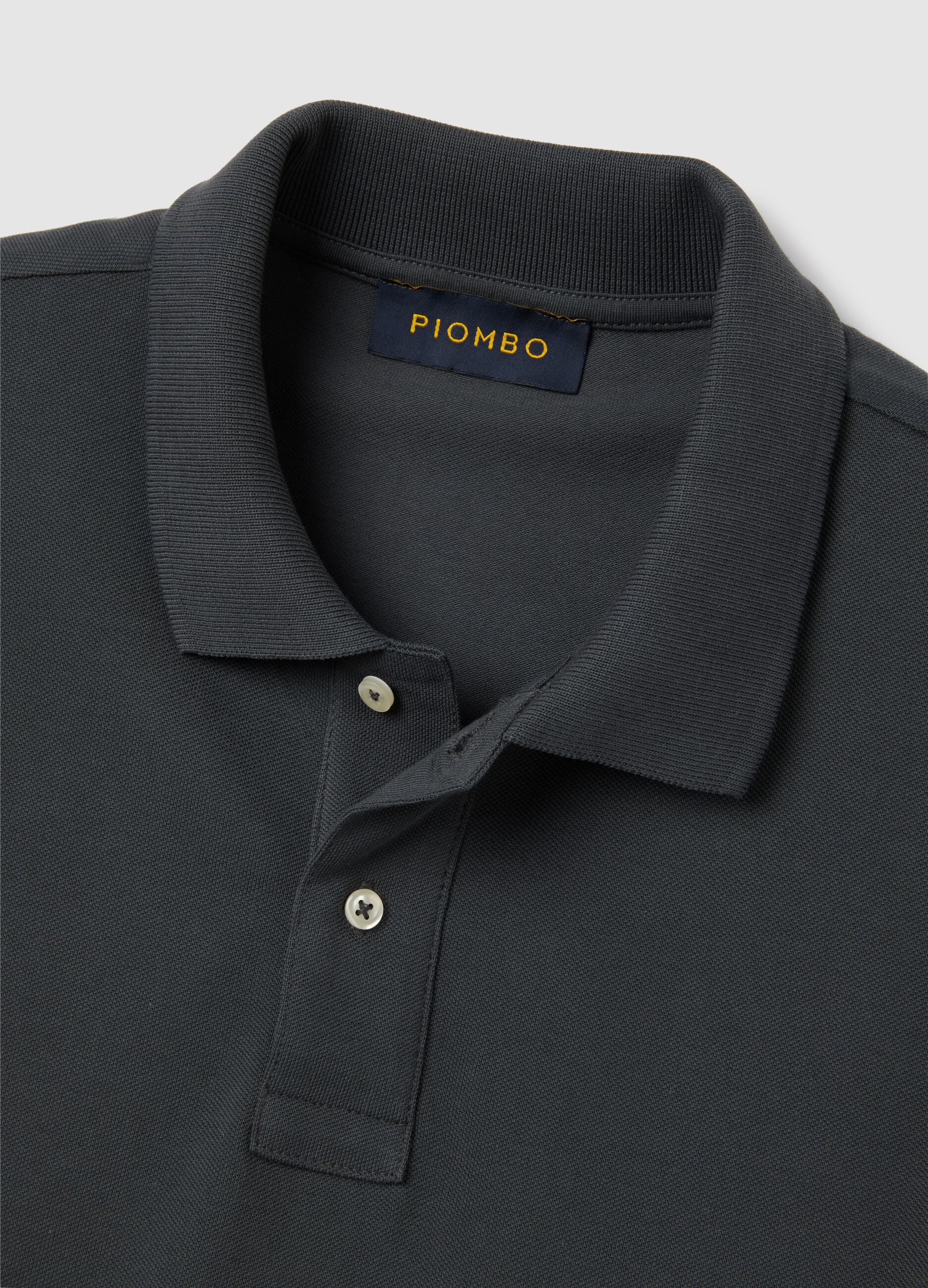 Short Sleeve Grey Polo in Cotton Piquet