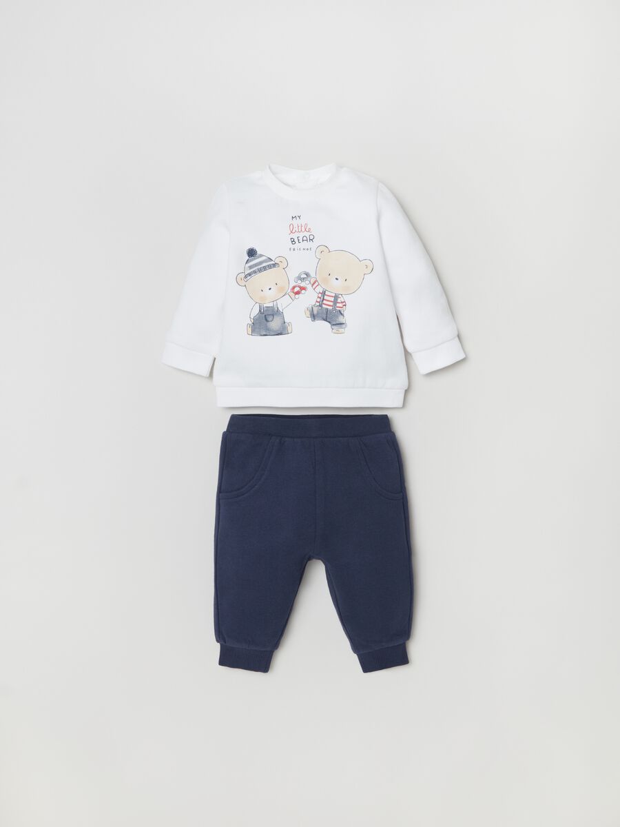 Set in felpa di cotone con stampa orsetti_0