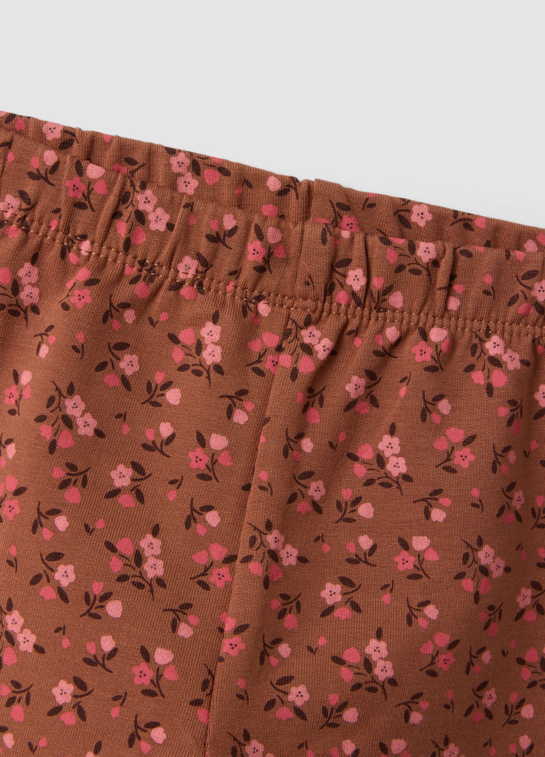 Brown stretch cotton set with crew neck