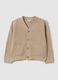 Beige Cotton Blend Children's Cardigan_0