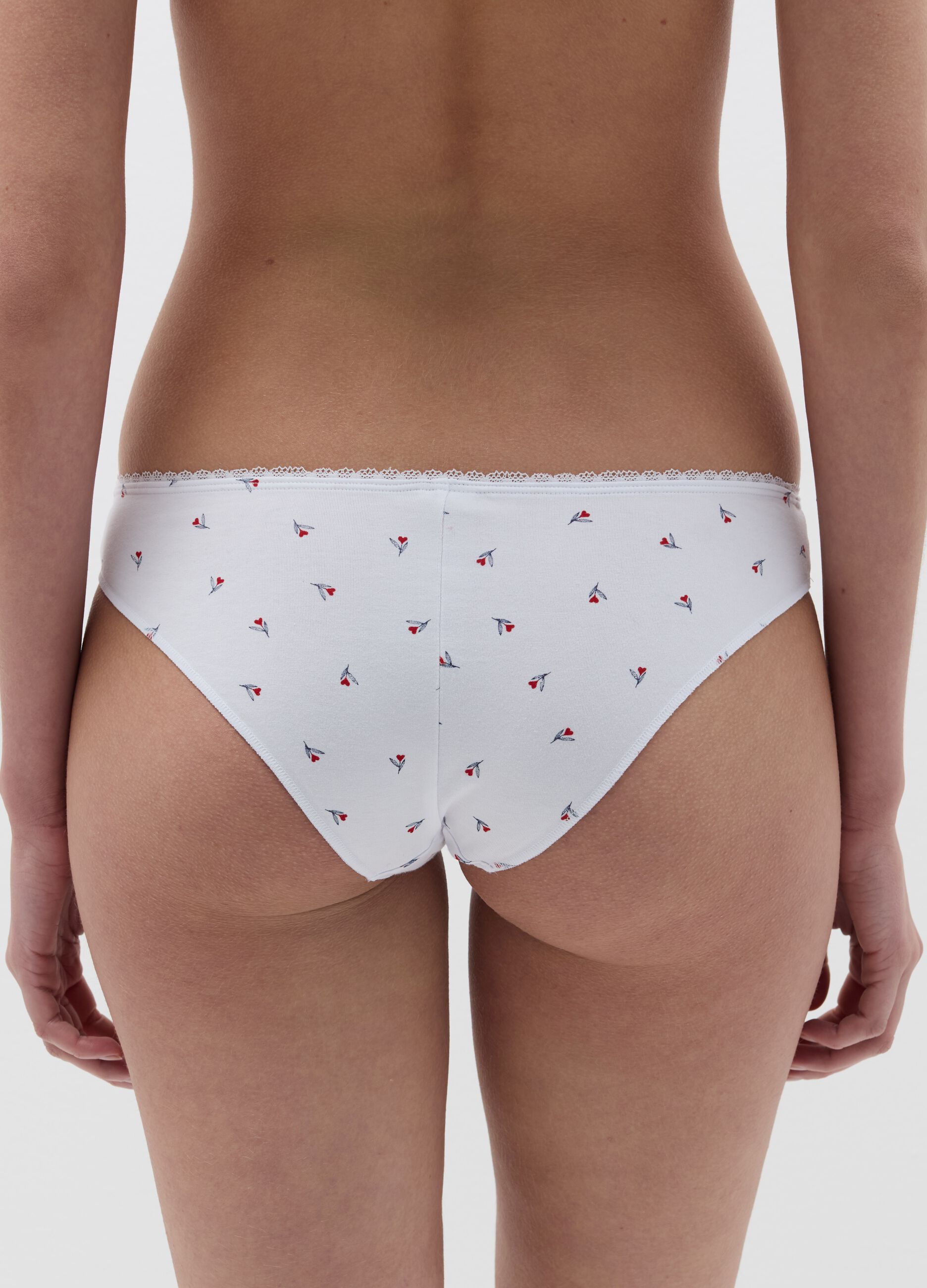 Tripack brasiliani in cotone stretch con merletto