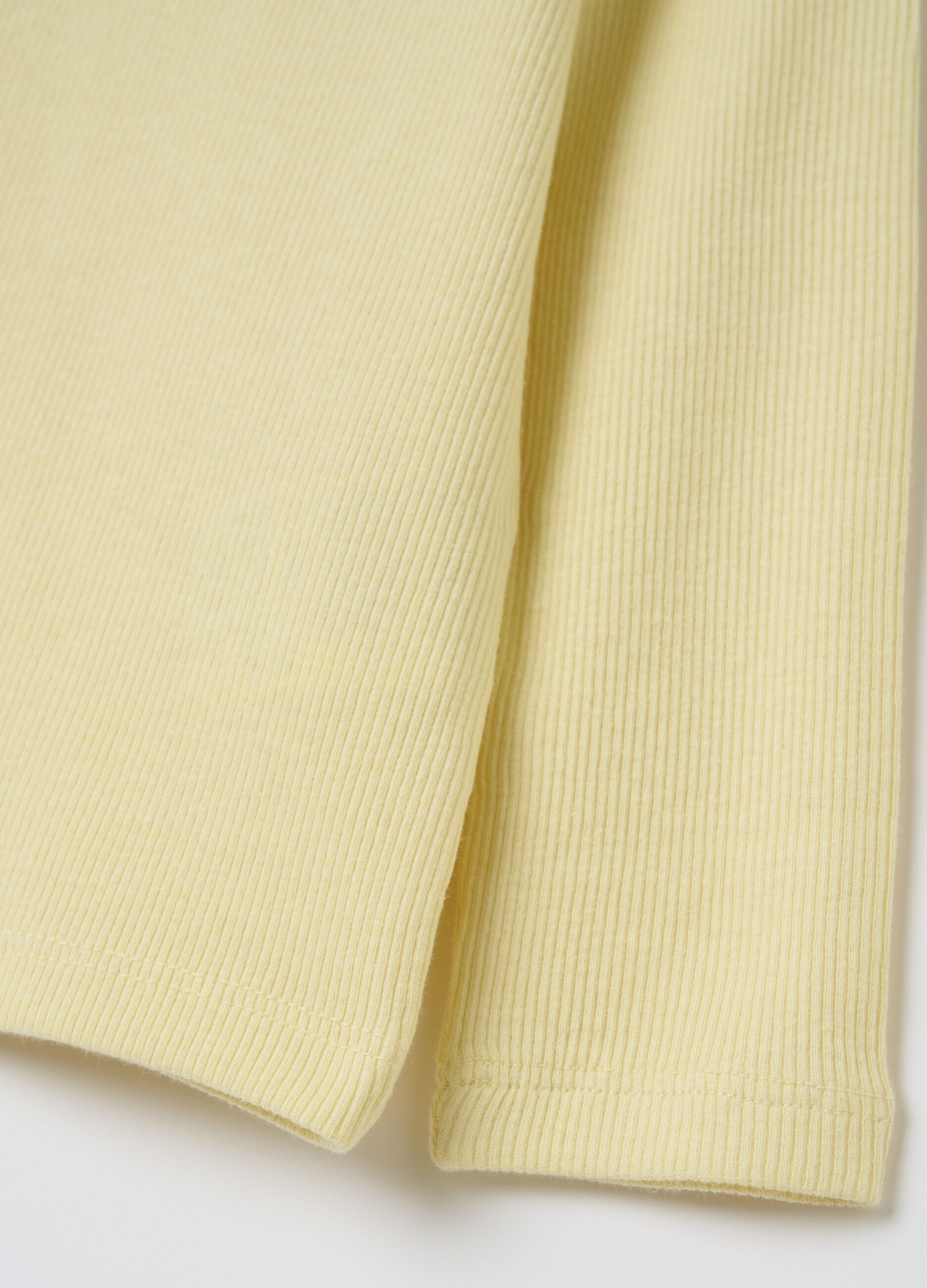 Ribbed T-shirt with long sleeves and frills