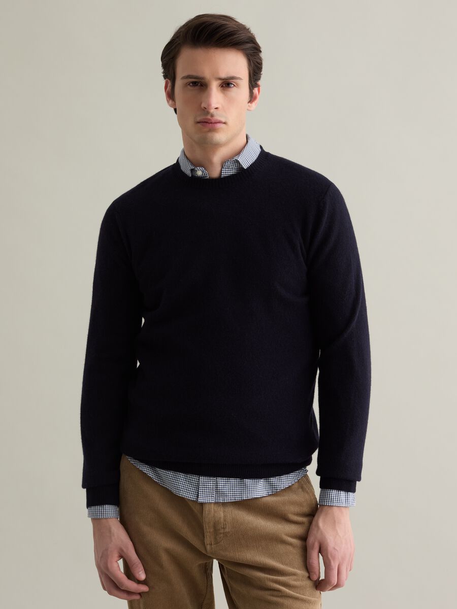 Mélange pullover with round neck in lambswool_0