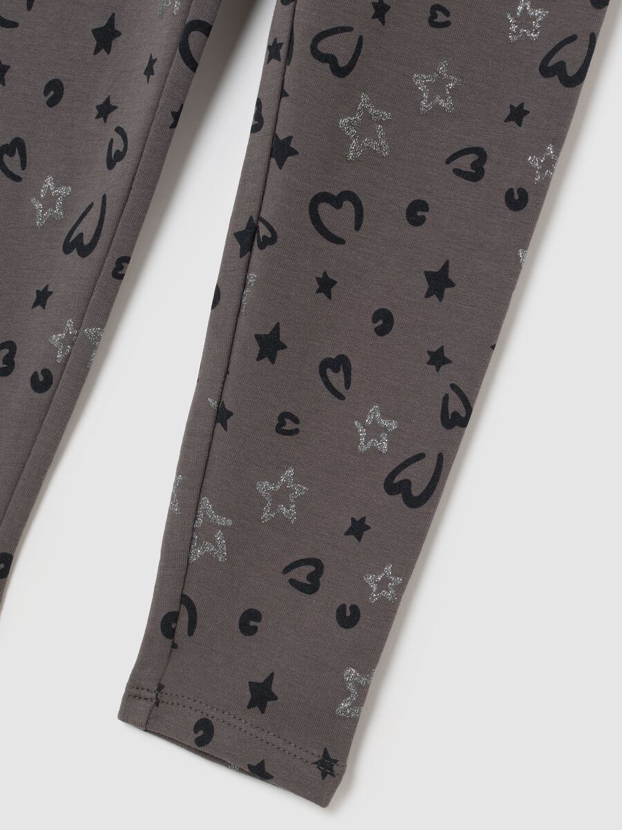 Leggings grigi da bambina in cotone elasticizzato vestibilità skinny_2