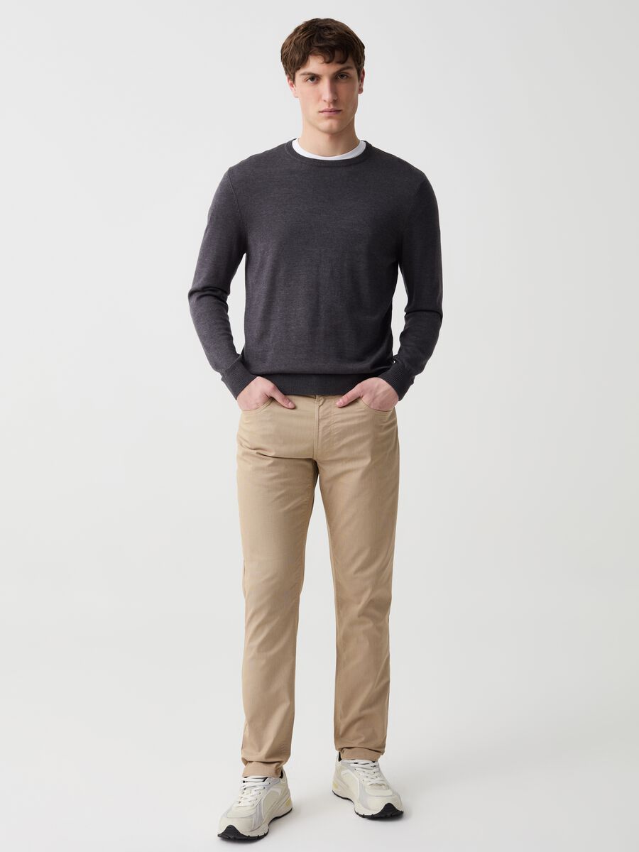 Five-pocket trousers with micro weave_0