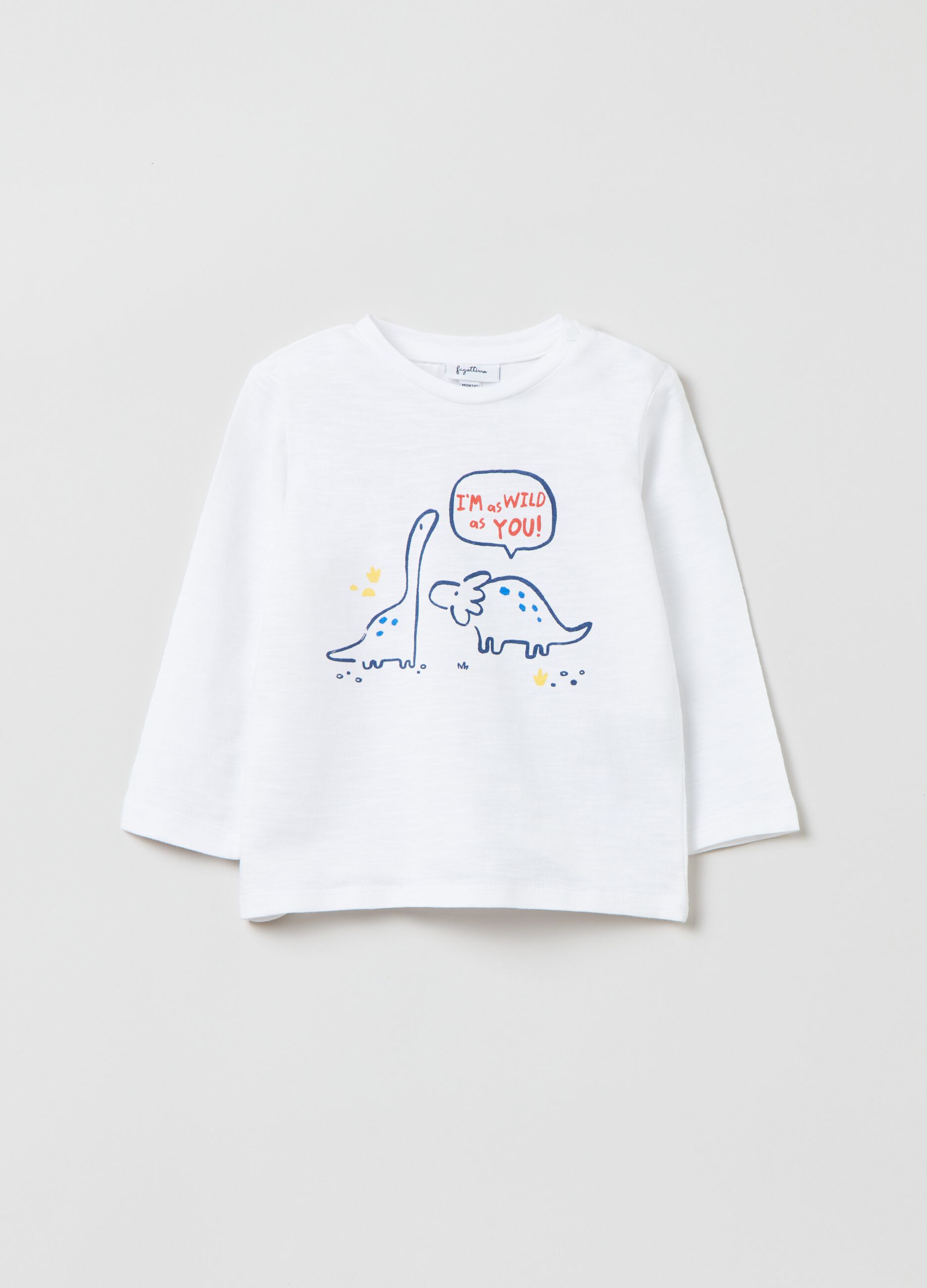 T-shirt with dinosaur print and long sleeves