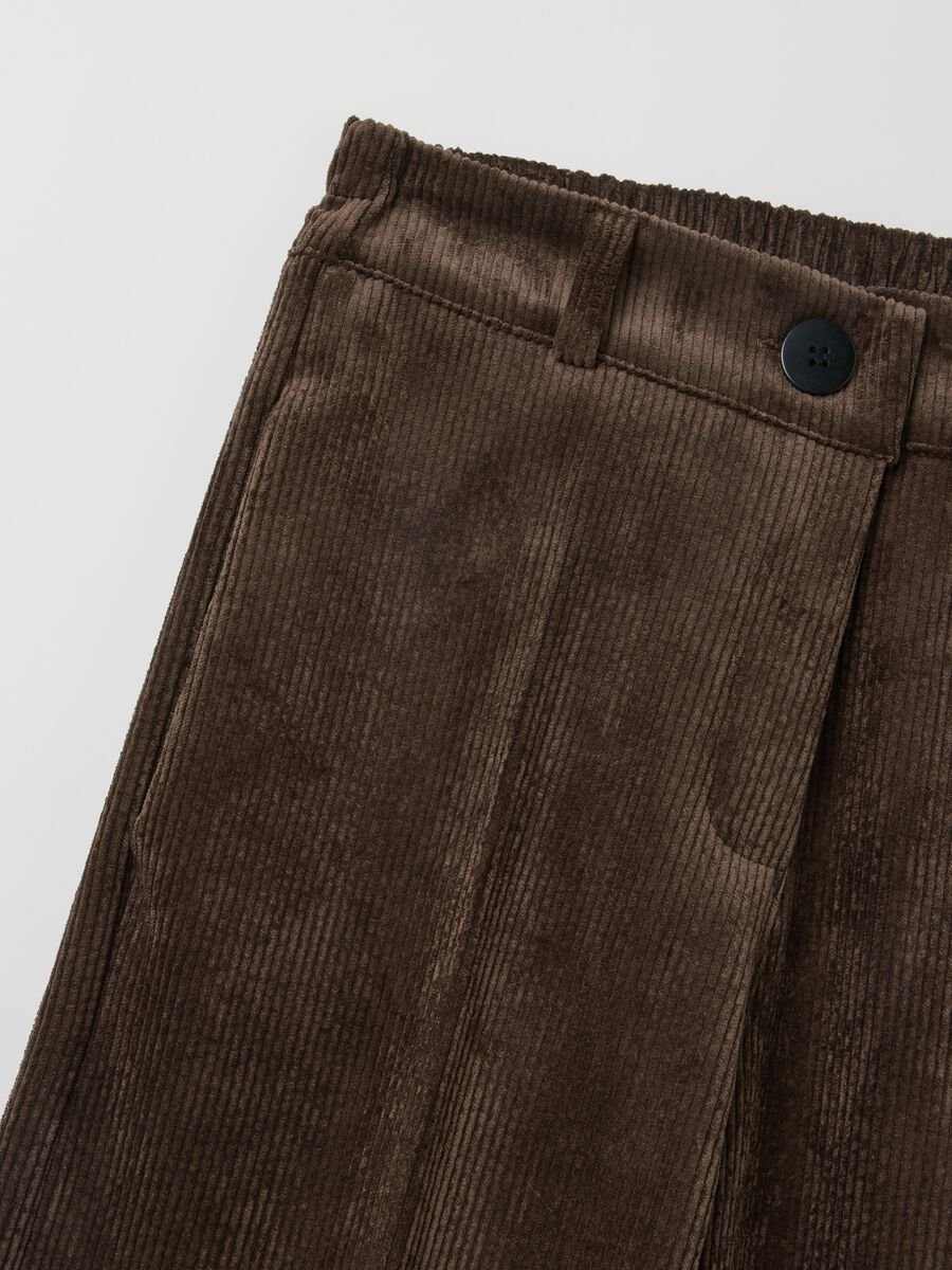 Pantaloni marroni regular fit a coste_5