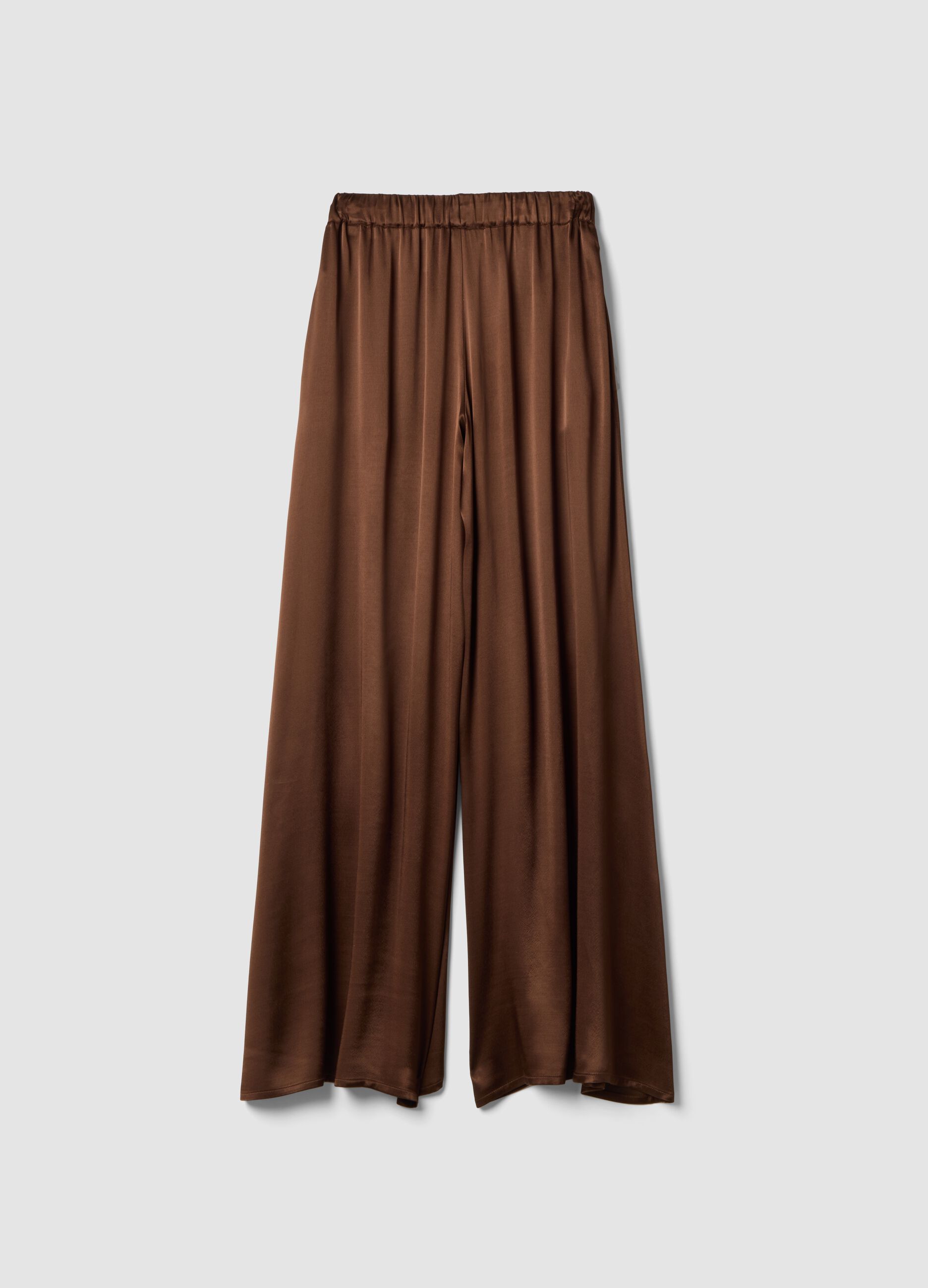 Brown pure viscose straight-leg trousers