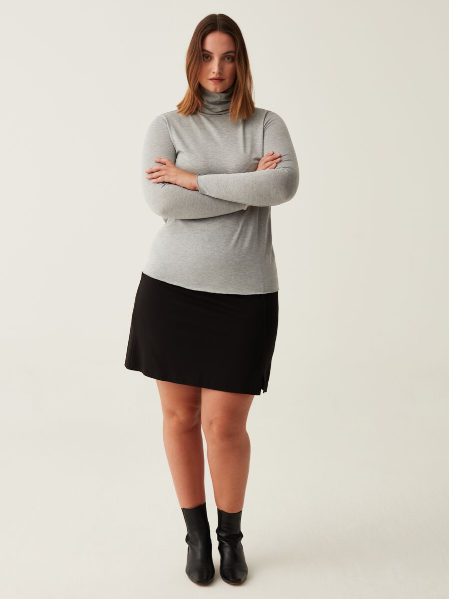 T-shirt a collo alto in lurex Curvy_0