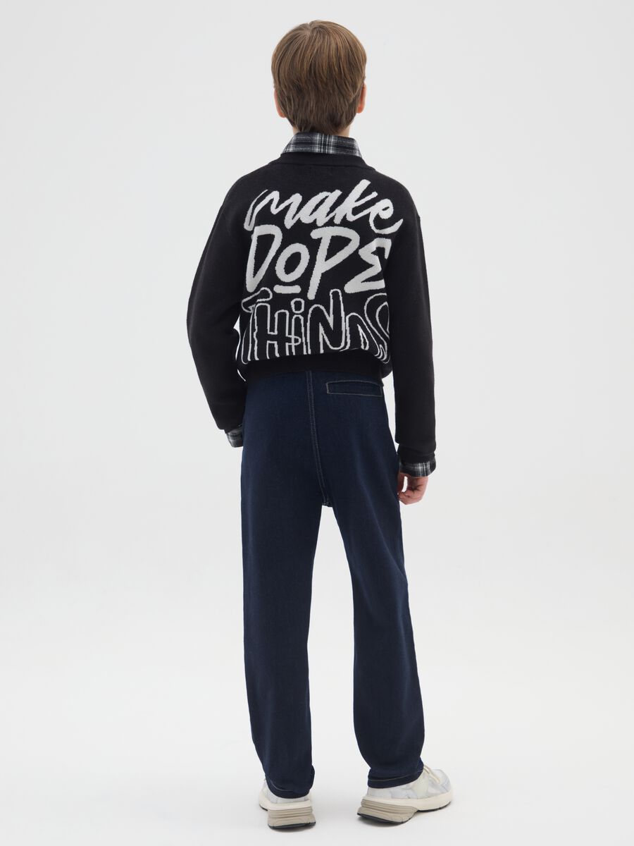 Jeans da ragazzo in denim elasticizzato blu relaxed fit_1