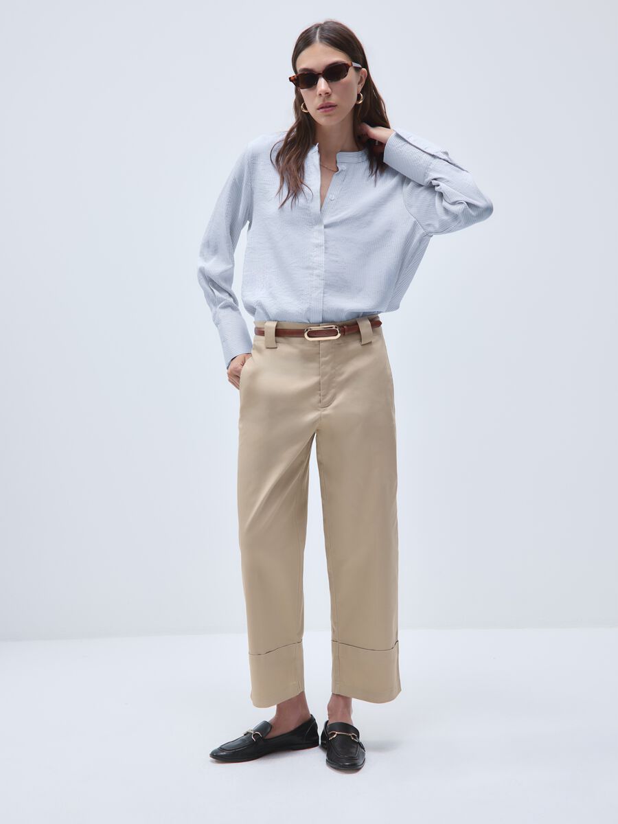 Beige cotton trousers regular fit_0